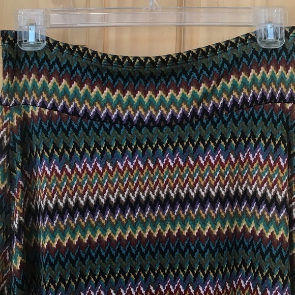 Cubism earth tone chevron print mock wrap maxi skirt size L - Picture 6 of 6